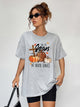 Round Neck Short Sleeve Fall Season Graphic T-Shirt Cloudy Blue