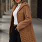 Texture Zip Up Long Sleeve Hooded Coat