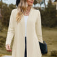 Textured Open Front Long Sleeve Cardigan