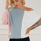 Color Block Boat Neck Sweatshirt