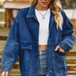 Dropped Shoulder Denim Jacket with Pockets