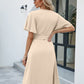 Tie Waist Flutter Sleeve Surplice Dress