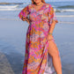 Plus Size Slit Printed Half Sleeve Dress