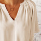 Ruched Notched Half Sleeve Blouse