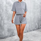 Half Zip Cropped Hooded T-Shirt and Shorts Set