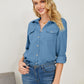 Pocketed Button Up Long Sleeve Denim Shirt