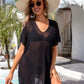 Slit V-Neck Short Sleeve Cover Up