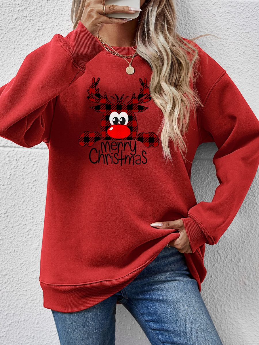 MERRY CHRISTMAS Graphic Sweatshirt Deep Red