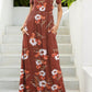 Printed Round Neck Short Sleeve Maxi Dress