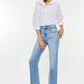 Kancan High Waist Raw Hem Straight Jeans