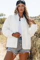 Baseball Collar Floral Quilted Jacket White