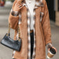 Plaid Button Up Long Sleeve Fuzzy Outerwear