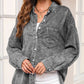 Button Up Dropped Shoulder Denim Top