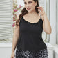 Plus Size Lace Trim Scoop Neck Cami and Printed Shorts Pajama Set