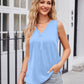 V-Neck Curved Hem Satin Tank