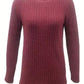 Ribbed Round Neck Long Sleeve Blouse