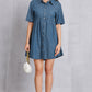 Button Up Collared Neck Tiered Denim Dress