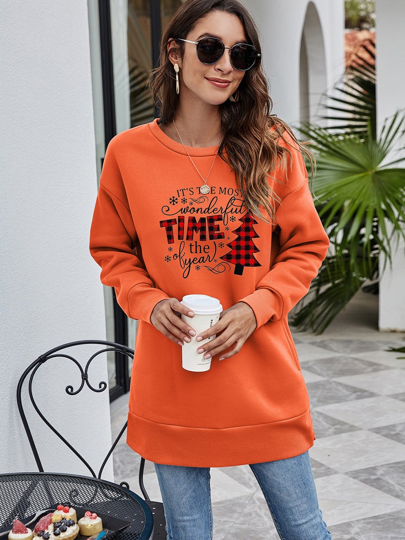 Christmas Tree Graphic Drop Shoulder Sweatshirt