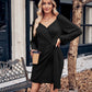 Asymmetrical Surplice Puff Sleeve Mini Dress