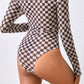 Checkered Turtleneck Long Sleeve Bodysuit