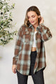 Mandy Plaid Dropped Shoulder Shirt Olive Brown