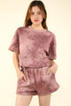 VERY J Quilted Washed Crop Top and Shorts Set Mauve