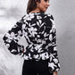 Printed V-Neck Long Sleeve Blouse