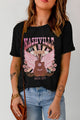 NASHVILLE TENNESSEE MUSIC CITY Graphic Round Neck Tee Black
