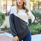 Celeste Design Full Size Contrast Long Sleeve Top