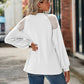 Round Neck Dropped Shoulder Eyelet Top