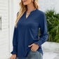 Heathered Flounce Sleeve Curved Hem Top