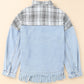 Plaid Pocketed Snap Down Denim Jacket