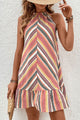 Striped Round Neck Sleeveless Mini Dress Multicolor