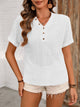 Ivy Lane Eyelet V-Neck Short Sleeve Top White