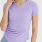 Notched Neck Short Sleeve Active Top