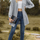 Textured Open Front Dropped Shoulder Cardigan