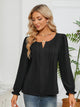Notched Flounce Sleeve Blouse Black