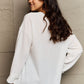 Ninexis Full Size V-Neck Long Sleeve Front Pocket Blouse