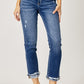 Risen Full Size High-Rise Frayed Cuffed Straight Jeans