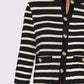 Striped Round Neck Button Up Long Sleeve Cardigan