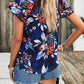 Devine Printed Ruffled Mock Neck Blouse