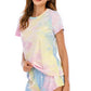 Tie-Dye Round Neck Short Sleeve Top and Shorts Lounge Set