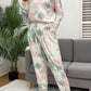 Tie-Dye Round Neck Top and Drawstring Pants Lounge Set