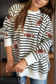 Sequin Football Striped Long Sleeve Sweatshirt Stripe