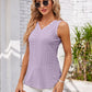 Eyelet Decorative Button V-Neck Tank