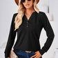 V-Neck Buttoned Long Sleeve Blouse