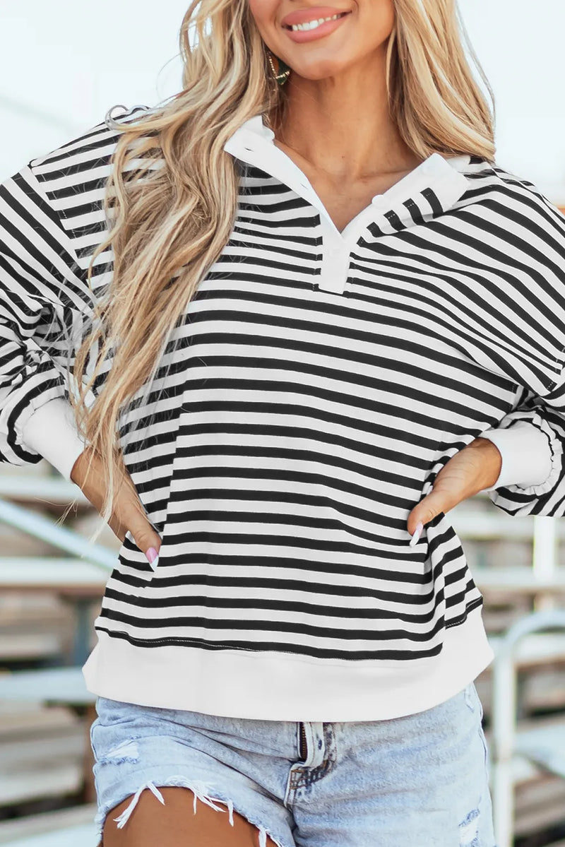 Striped Dropped Shoulder Long Sleeve Sweatshirt