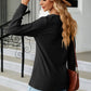 Notched Neck Long Sleeve Buttoned Blouse