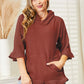 Full Size Waffle-Knit Ruffle Hem Hoodie