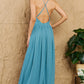 OneTheLand Captivating Muse Open Crossback Maxi Dress in Turquoise